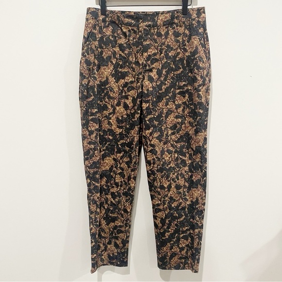 PERUVIAN CONNECTION Shadow Vine Trousers Burnt Sienna Cropped Pants Size 12 - Picture 2 of 11